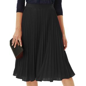 High Elastic Waist Pleated Chiffon Skirt Midi A-line Skirt, XL, 4D-144B006